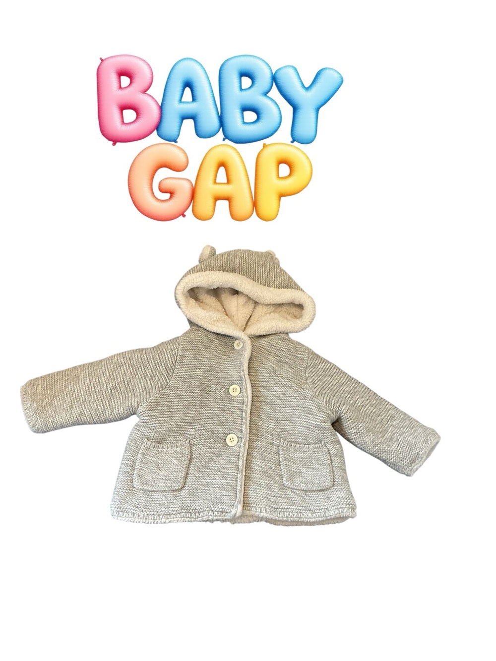 GAP Baby Hooded Knit Jacket in Cream